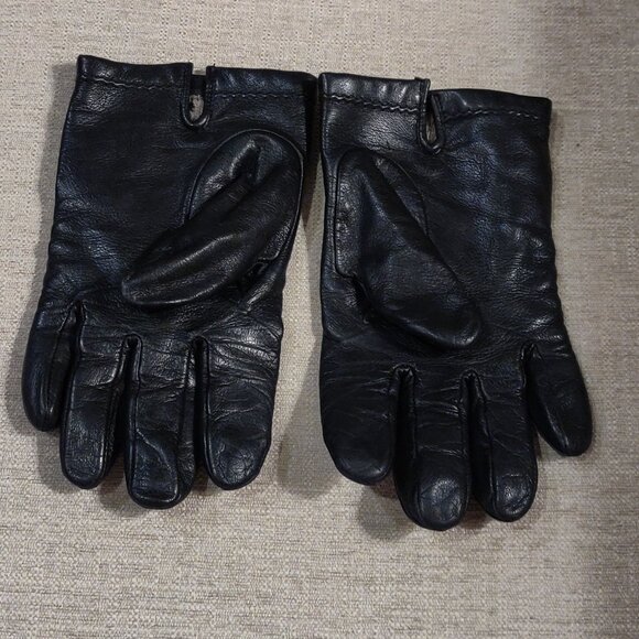 Lands End Black Leather Gloves Cashmere Sweater Lining MEN'S XL - Picture 3 of 5
